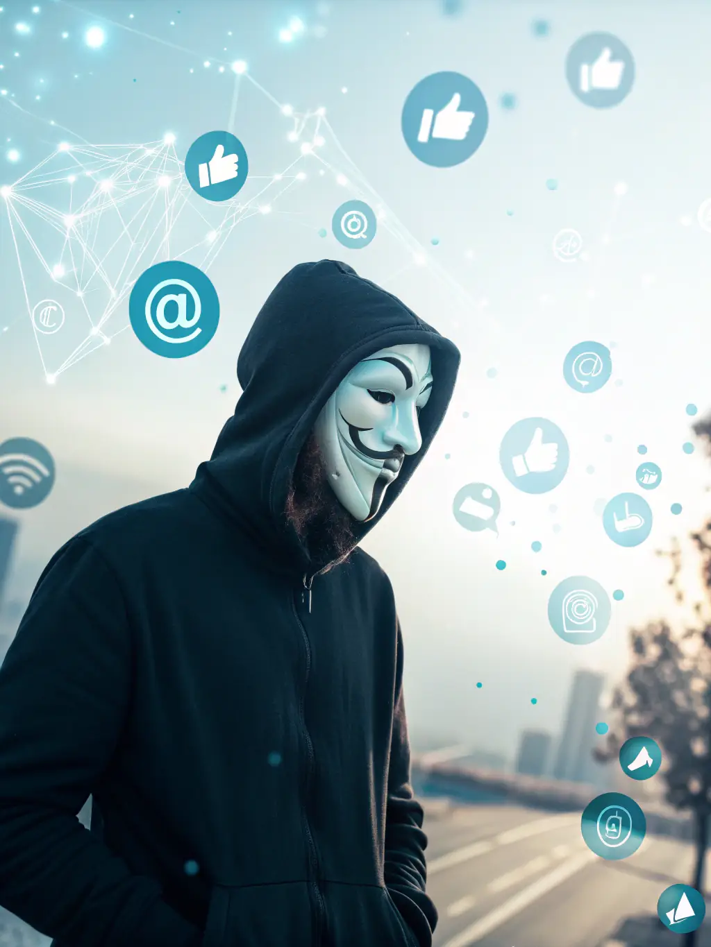 A digital illustration of an anonymous figure using a secure platform for cryptocurrency transactions, emphasizing privacy and security. The figure is silhouetted against a dark background with purple accents, symbolizing anonymity and advanced technology.
