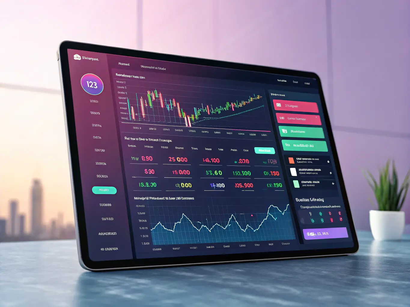 A visually appealing image featuring a user-friendly trading interface with advanced charting tools and real-time market data, set against a dark background with purple accents to highlight exclusive access.